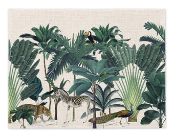 Darwin's Menagerie Placemat: Linen Style, Tropical Animals