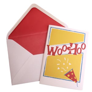 Epoch Woo Hoo Card &quot;The Popper&quot; | Block Print Style Greeting Card from Mustard & Gray