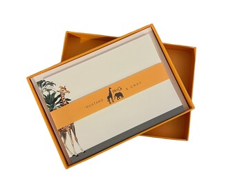 The Grand Giraffe Notecard Set with Laid Envelopes | Darwin's Menagerie | Giraffe Stationery