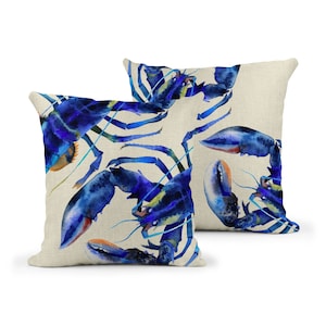 Lobster Cushion | Sea Creature Decorative Throw Pillow  | Mustard and Gray