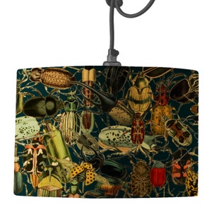 Vintage Bugs Trommel-Lampenschirm | Lampenschirm Käfer-Motiv | Von Senf und Grau