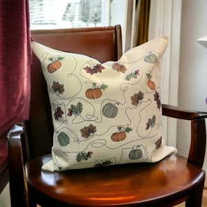 Autumn Ink and Hue Cushion | Pumpkin Cushion | Autumn Vibes | Decorative Throw Pillow | Mustard and Gray