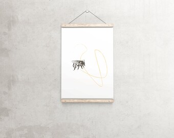 Bee Swirl Art Print | Beautifully Textured Gesso 300gsm Paper | Order in A5, A4 or A3