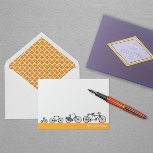 Ensemble personnalisé d'écriture de lettres sur le thème du vélo avec des enveloppes doublées . Don de famille illustré (en anglais seulement) Cadeau de remplissage de stockage pour le papa