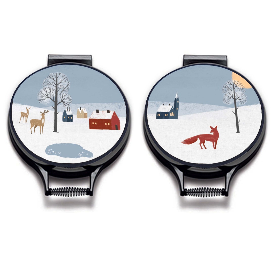 Winter Fox Hob Covers Set Winter and Christmas Hob Coverss Circular Hob Pad, 37cm to Fit