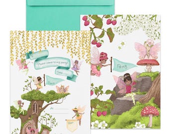 Fairy Birthday Party Invitations: Woodland Flower & Berry Theme