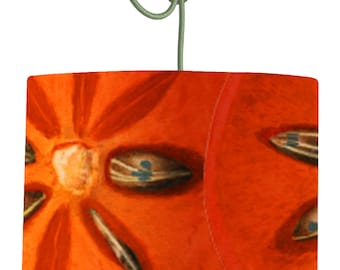 Samen der Freude Trommellampe Schirm | Oranger Blumen Lampenschirm aus Senf und Grau