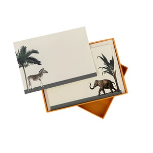 de correspondance Zèbre placide et éléphant hâtif | Set d'écriture de lettre avec enveloppes vergées | Remplisseur de bas