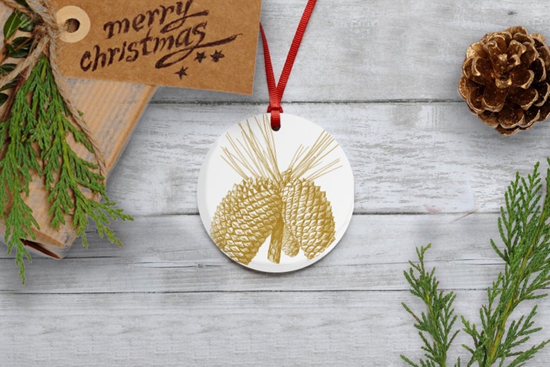Hand Printed in Shropshire Ceramic Christmas Tree Ornament Mistletoe Christmas Decoration