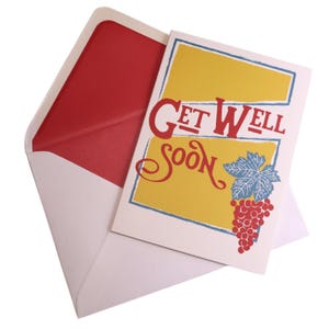 Epoch Get Well Soon Card "Grapes" | Block Print Style Greeting Card from Mustard & Gray