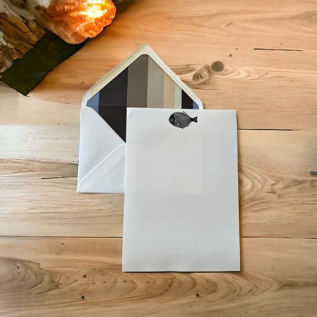 Fish Letter Writing Set Linoprint Fish Writing Paper Fish Stationery ...