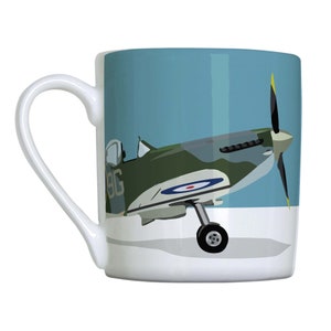 Spitfire Mug | Bone China WW2 Battle of Britain Mugs | Hand-printed Aeroplane Mug | Pilot Mug | From Mustard & Gray