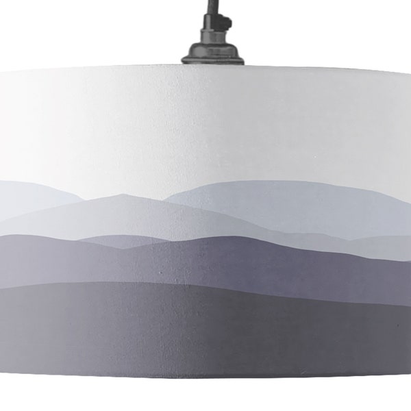 Welsh Hills Drum Lamp Shade | Hills Lampshade | 20, 30 & 45cm Diameter | Lagom Lampshade | Mountains Drum Lamp Shade | By Mustard and Gray