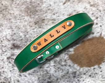 Personalised, leather pet collar, custom dog collar