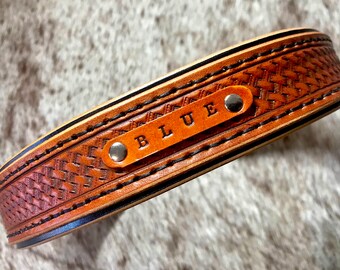 Personalisiertes, ledernes Haustierhalsband, benutzerdefinierte Hundehalsband