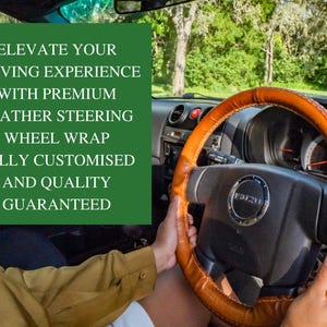 Leather steering wheel cover handmade designed to order