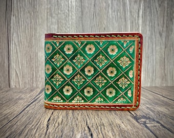 Nature inspired tooled leather wallet, eco friendly custom design wallet, bikers wallet