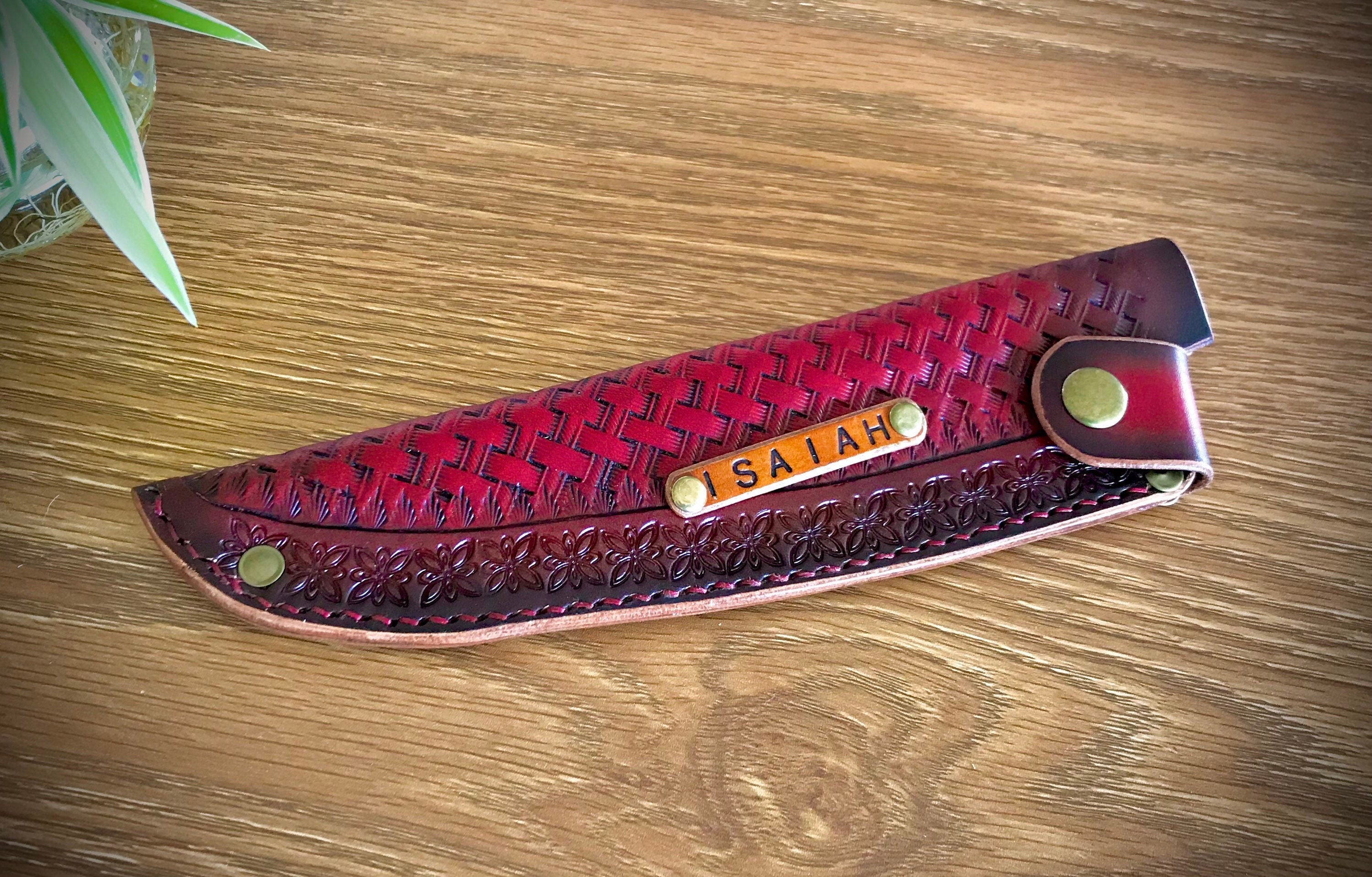 Custom made sheath, personalised saya, japanese saya, leather sheath, Nakiri 15cm