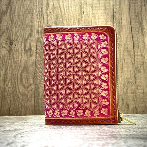 Flower of life L-zipped medium wallet