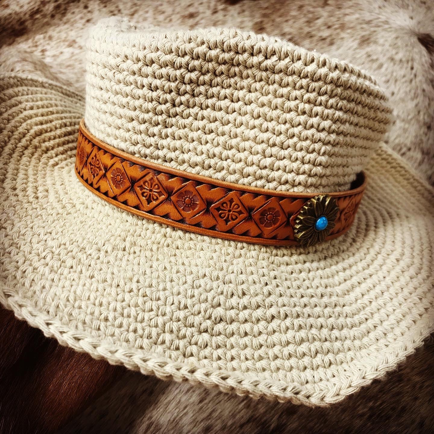 Tooled Leather Hat Band Leather Hat Band Custom Hat Band Etsy