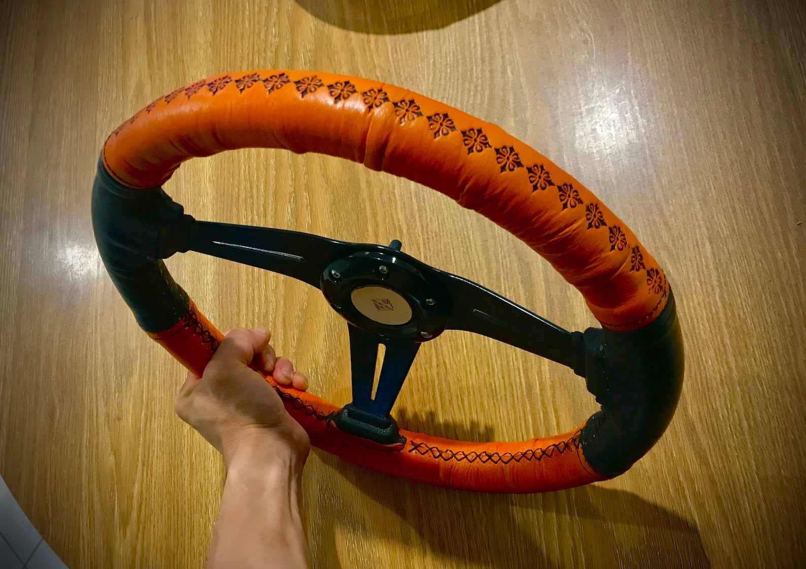 Tooled leather steering wheel cover measured to order Etsy