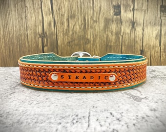 Personalisiertes, ledernes Haustierhalsband, benutzerdefinierte Hundehalsband