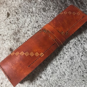 Custom leather paint brush holder wrap, art paint brush roll