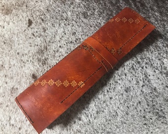 Custom leather paint brush holder wrap, art paint brush roll