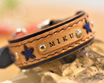 Personalisiertes, ledernes Haustierhalsband, benutzerdefinierte Hundehalsband