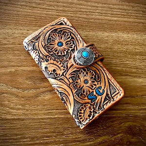 Funda de cuero para teléfono, funda de cuero universal para teléfono, funda personalizada para teléfono inteligente hecha a mano, billetera para teléfono, hecha a pedido