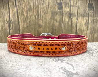 Personalisiertes, ledernes Haustierhalsband, benutzerdefinierte Hundehalsband