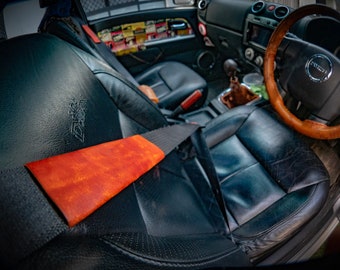 Leather seatbelt covers handmade designed to order