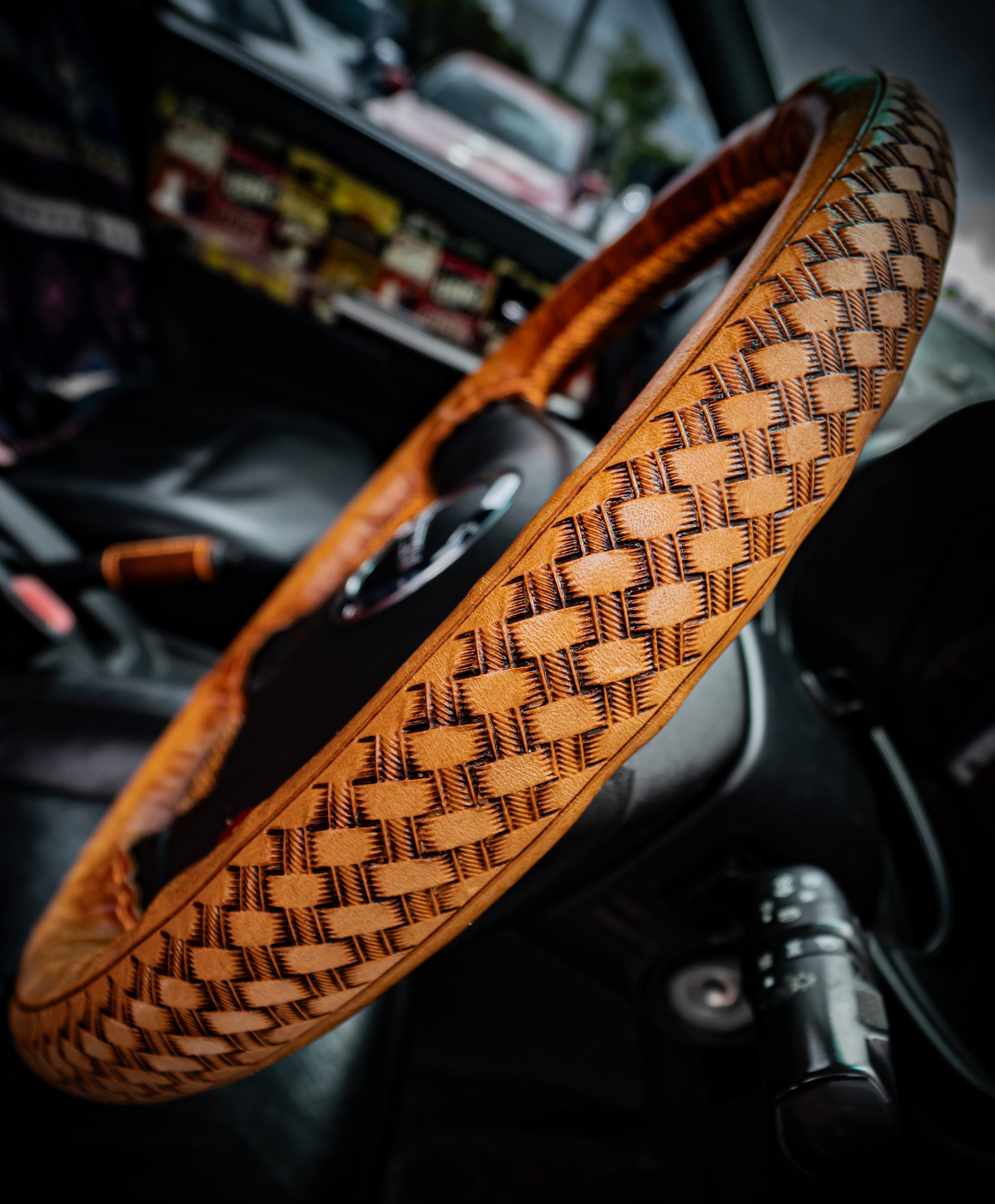 Leather Steering Wheel Cover Handmade Designed to Order Etsy