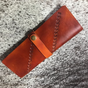 Custom leather paint brush holder wrap, art paint brush roll