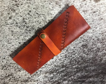 Custom leather paint brush holder wrap, art paint brush roll