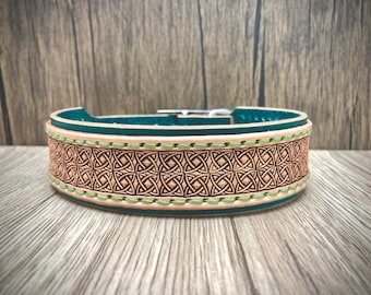 Celtic knot Hand carved double layered dog collar - medium to large