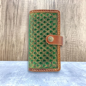 Funda de cuero repujado para teléfono inteligente, billetera para teléfono móvil, funda para teléfono con bolsillo para tarjetas