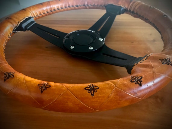 Handmade leather sale steering wheel cover