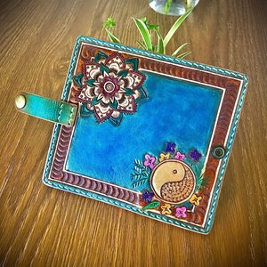 Tooled leather phone case, universal leather phone case, Personalised, tooled leather, phone wallet, Universal phone case, lily, flowers