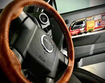 Leather steering wheel cover handmade designed to order