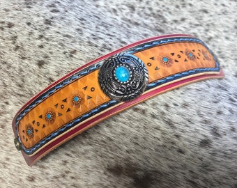 Concho tooled leather fantasy bracelet, burning man outfit, larp Viking costume