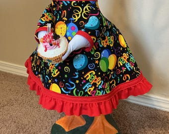 Abbylike Geburtstags-Outfit Für Rasengans – Partyhut & Bandana Für 58,4 Cm Große Garten-Deko-Enten (gelb)