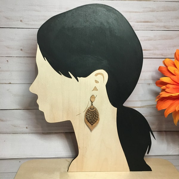 Life Size Head Model for Displaying Earrings SVG Vector PDF File Laser Glowforge