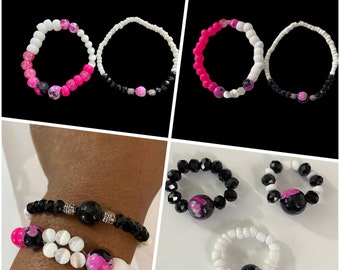 Winnie’s Beaded Bracelet Set/Valentine’s Day Set/Cat’s Eye Gemstone/Fire Agate Gemstone/Handmade Bracelet/Girls Bracelet/Womens Bracelet