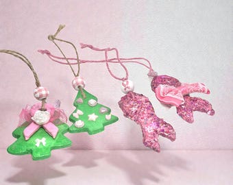 Handcrafted Clay Breast Cancer Ornaments; Christmas, Birthday, Valentine's Day Gift Ideas