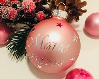 Weihnachtskugeln personalisiert 6cm Geschenk, Gastgeschenke, Hochzeit DIY, Name, Datum, Christbaumschmuck