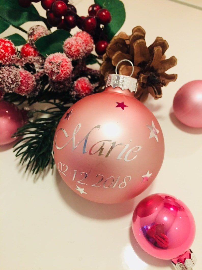 Christmas balls personalized 6 cm gift, guest gifts, wedding DIY, name, date, Christmas tree decorations 