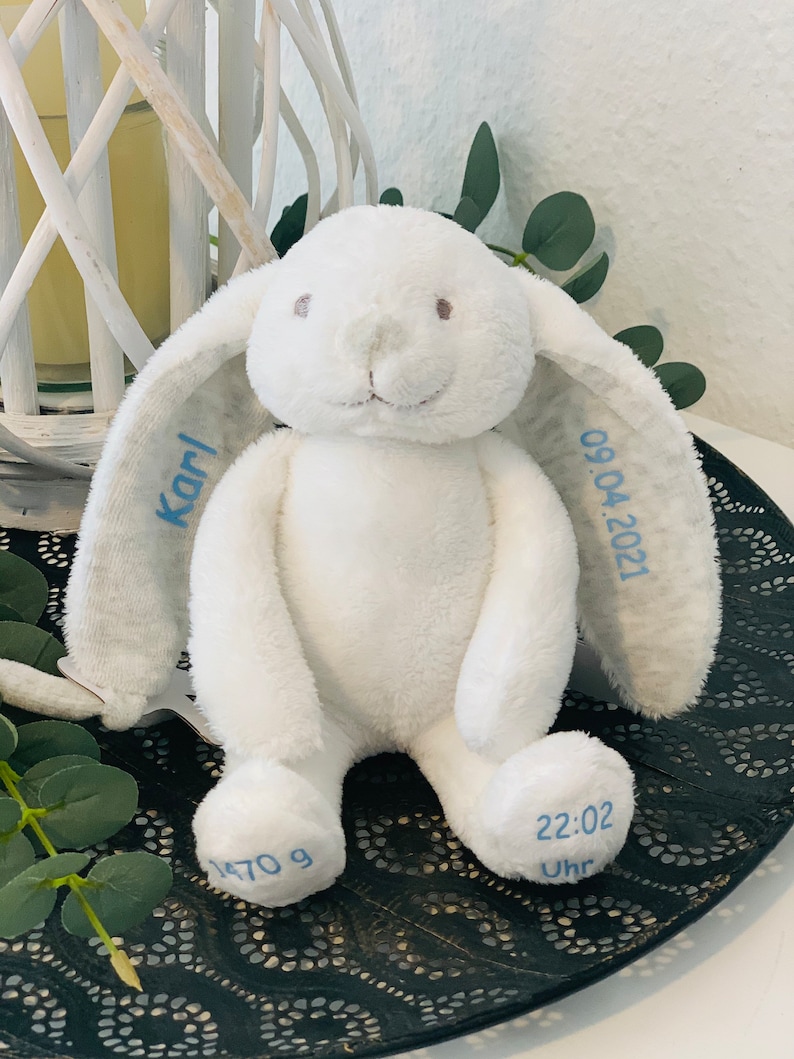 Cuddly toy, rabbit, personalised, gift, baby, birth, baptism, baby toy image 2
