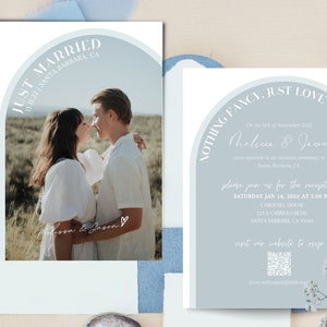 Minimal Arched Elopement Announcement Template,  Instant Download Digital RSVP card, Customizable Printable Simple Cheap Save the Date Card