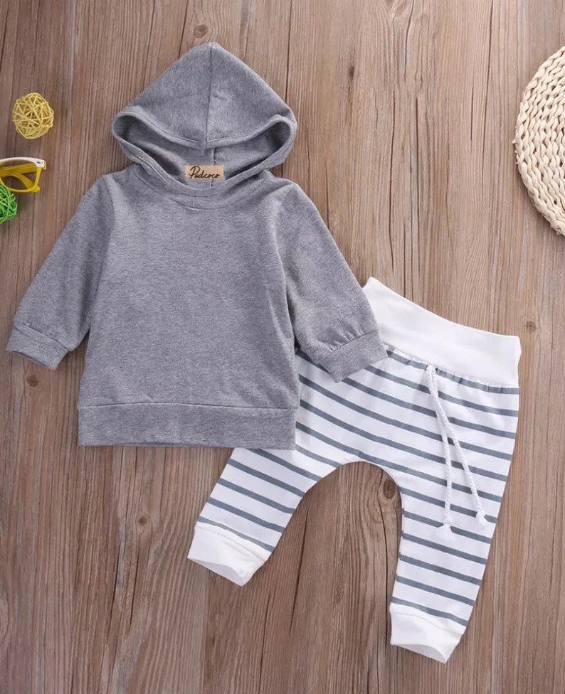 Baby boy outfit spring baby outfit gender neutral unisex grey baby outfit